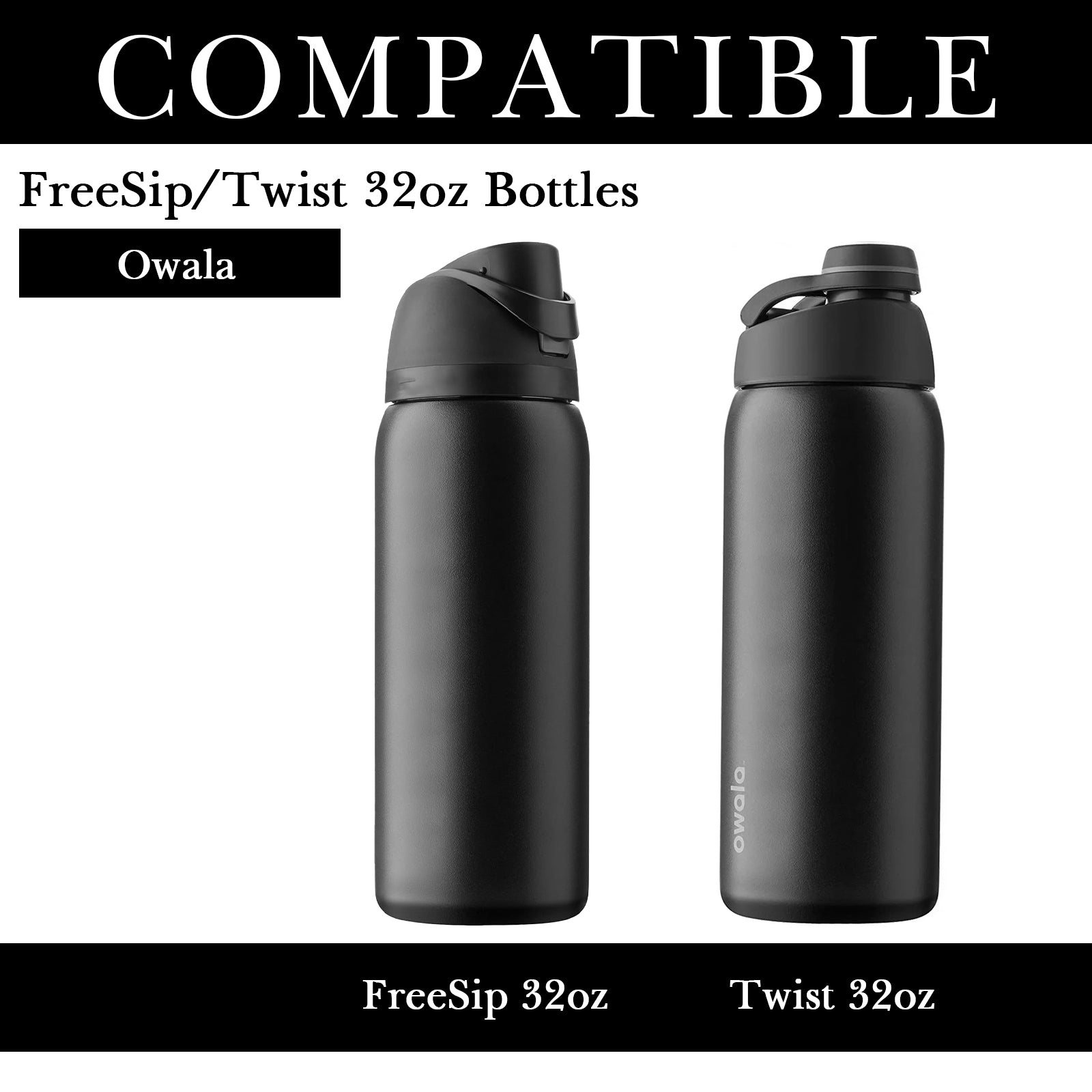 Linkidea 2 Pack Water Bottle Boot Compatible with Owala FreeSip 32oz, Twist 32oz, Silicone Anti-Slip Bottle Bottom Bumper Protector (Clear White)