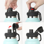 Linkidea 2 Pack Wide Mouth Water Bottle Lid with Handle Compatible with Hydro Flask Wide Mouth 12/16/18/20/32/40/64oz, Waterbottle Replacement Spout Lid (Black)