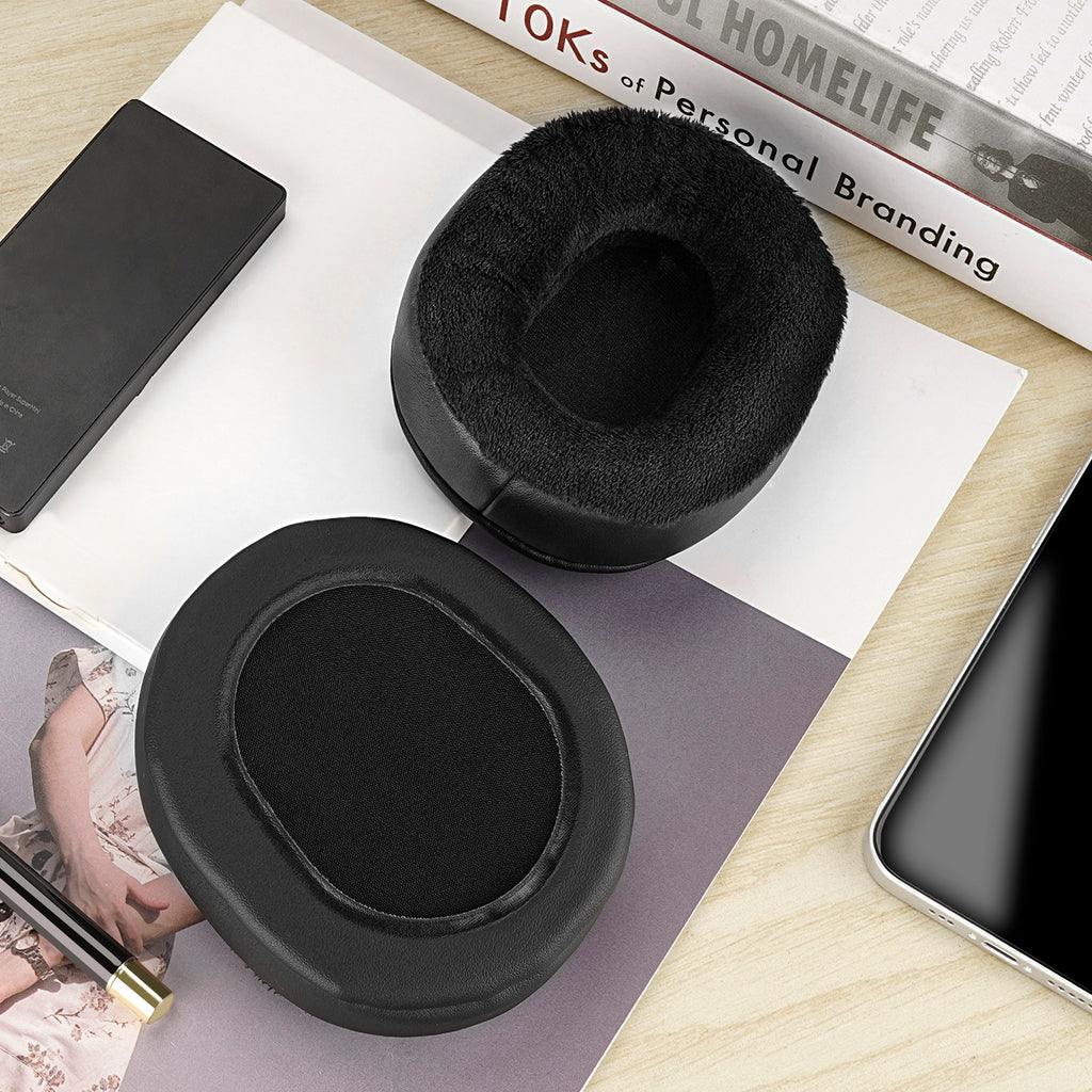 Linkidea Hybrid Velour Replacement Ear Pads for Audio-Technica ATH-M50X, M50XBT2, M40X, M70X and MSR7, Extra Thick Memory Foam Ear Cushions, Black