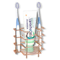 Linkidea Wall Mount/Countertop Toothbrush Holder for Shower, Stainless Steel Toothpaste Stand, 3 Slots Organizer Compatible with Colgate Extra Clean, Oral-B CrossAction (Rose Gold)