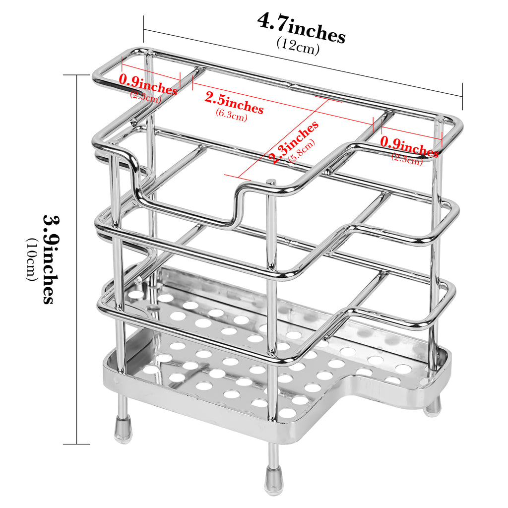 Linkidea Wall Mount Toothbrush Holder, 3 Slots Brush Stand with Drainage Holes Design, Self Adhesive/Countertop Toothpaste Organizer