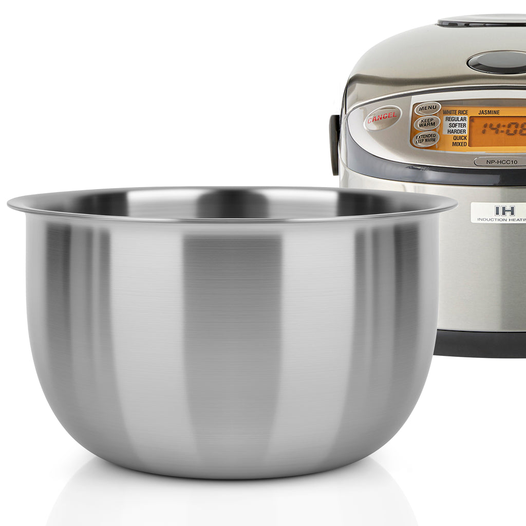 Linkidea Rice Cooker Stainless Steel Inner Pot Compatible with Zojirushi NP-HCC10XH, NS-ZCC10, NP-HBQ10, NP-HBF10, NS-ZAH10, NP-HBH10C, NP-HLH10, Dishwasher Safe, No Coating Replacement Bowl