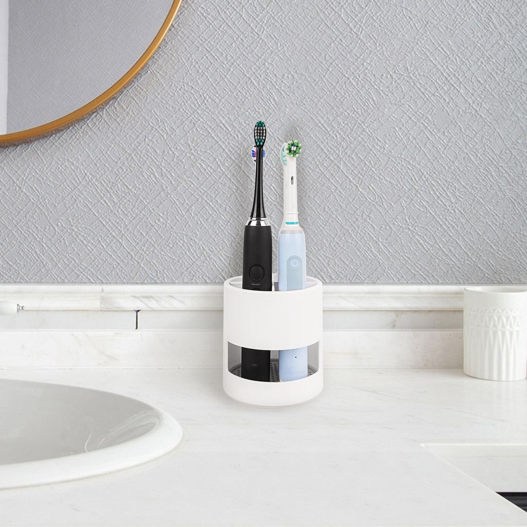 Linkidea Electric Countertop Toothbrush Holder, 4 Slots Plastic Brush Organizer Compatible with Oral-B iO Series, Philips Sonicare ProtectiveClean, Colgate ExtraClean (White)