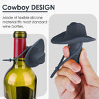 Linkidea 2 Pack Silicone Cowboy Style Bottle Stoppers, Reusable Fun Cap Sealers to Keep Drinks Fresh, Unique Gifts for Boyfriend, Dad, Friends (Dark Gray)