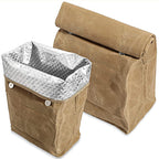 Linkidea Wax Canvas Lunch Bag, Waterproof Firm Storage Container for Food, Reusable Large Capacity Insulated Sack Fits Picnic, Work, Portable Organizer for Men & Women (Brown)