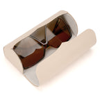 Extra Large Hard Shell Sunglasses Case, Vegan Leather Sun Glasses Storage Organizer Compatible with Rayban RBS0101S/RB8097/RB8089 (XL / Beige)