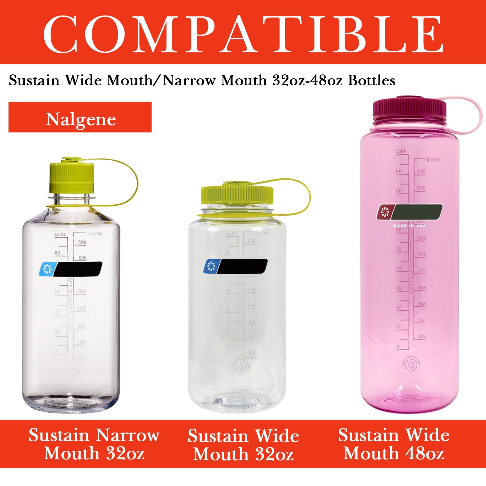 Linkidea 2 Pack Water Bottle Boot Compatible with Nalgene Sustain Wide Mouth 32oz/48oz, Narrow Mouth 32oz, Silicone Anti-Slip Bottle Bottom Bumper Protector (Red)