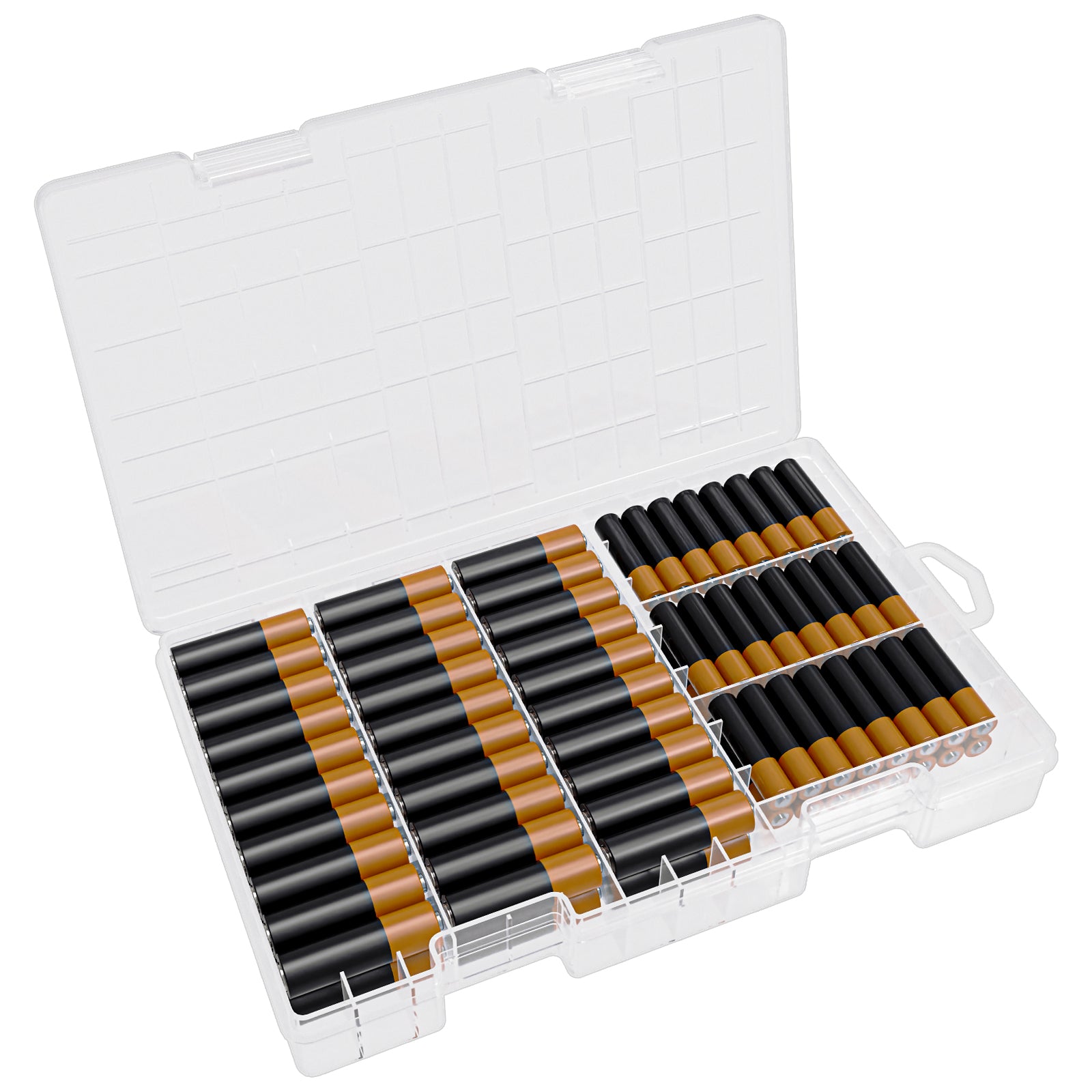 Linkidea Battery Organizer Storage Case, Battery Box Holds Batteries for 40 AAA, 60 AA, Large Capacity and Portable Battery Caddy