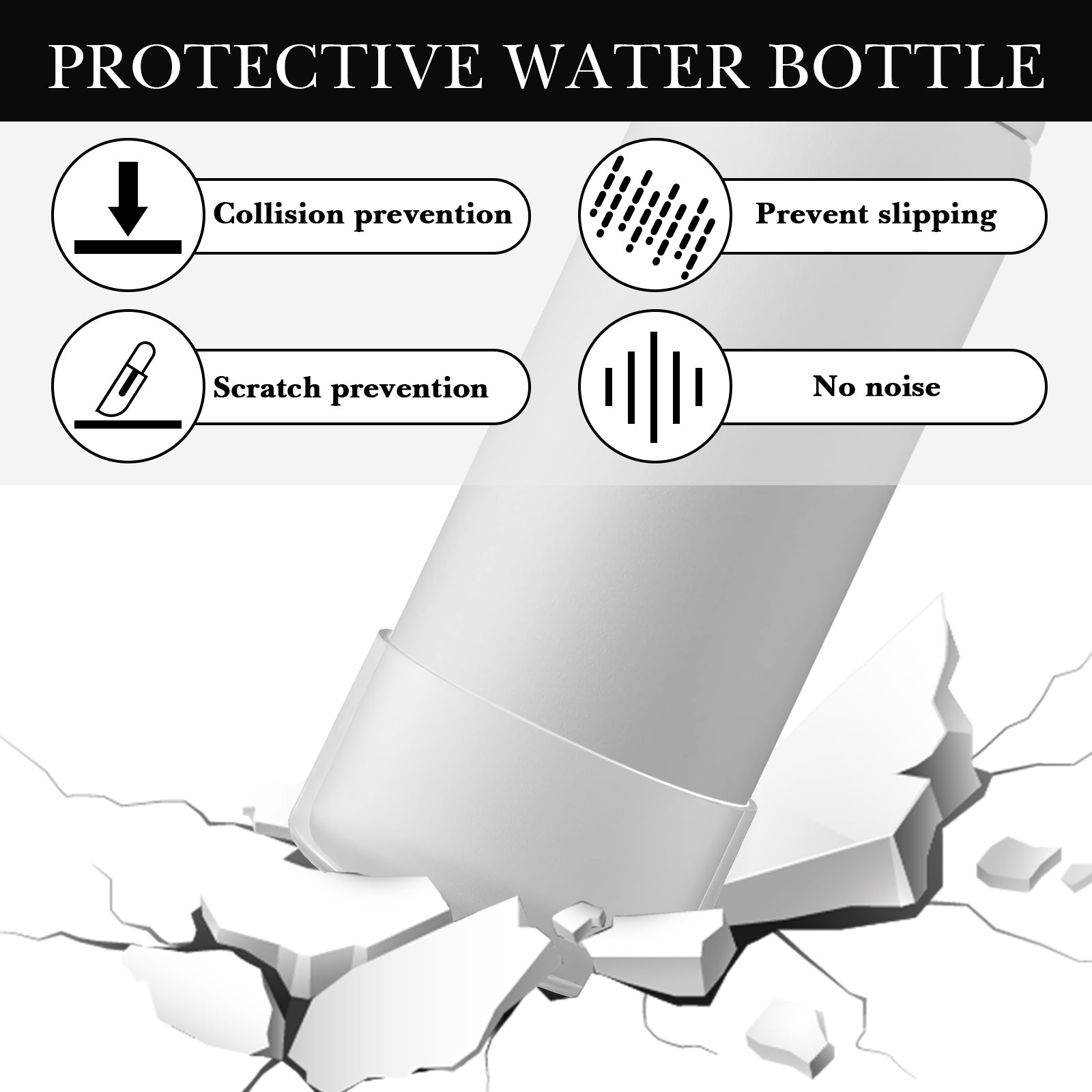 Linkidea 2 Pack Water Bottle Boot Compatible with Owala FreeSip 32oz, Twist 32oz, Silicone Anti-Slip Bottle Bottom Bumper Protector (Clear White)