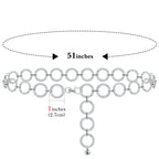 Plus Size Chain Belt for Women, Metal Chain Belt Women Belly Waist Chains, Extra Long Body Chain, 51 Inch Adjustable Chunky Belt Chain (Threaded Ring, Silver)