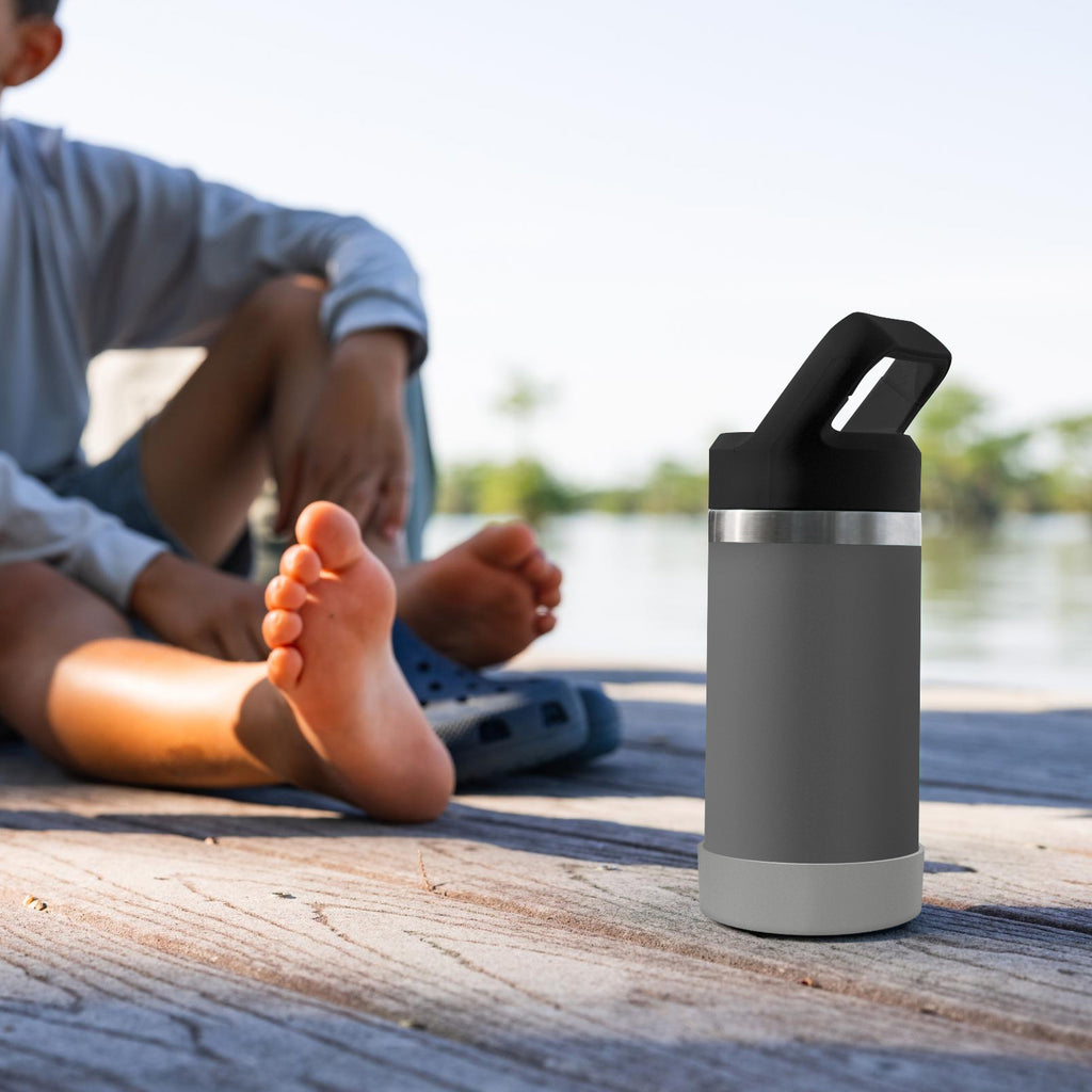 Linkidea 2 Pack Water Bottle Boot Compatible with YETI Rambler Jr. Kids 12oz, Rambler Bottle 12oz/18oz, Yonder 20oz, Silicone Anti-Slip Bottle Bottom Bumper Protector (Gray)