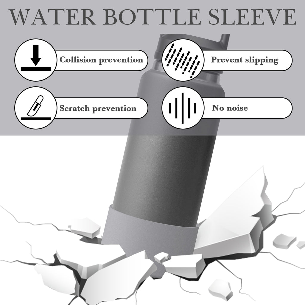 Linkidea 2 Pack Water Bottle Boot Compatible with YETI Rambler Bottle 36oz, Silicone Anti-Slip Waterbottle Bottom Sleeve Cover Protector (Grey)