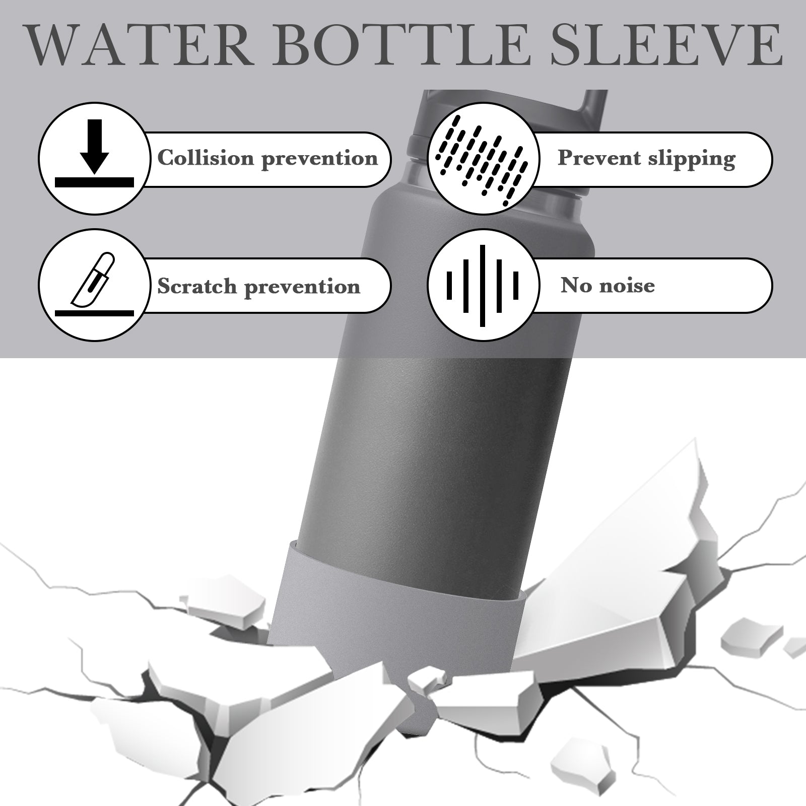 Linkidea 2 Pack Water Bottle Boot Compatible with YETI Rambler Bottle 36oz, Silicone Anti-Slip Waterbottle Bottom Sleeve Cover Protector (Grey)