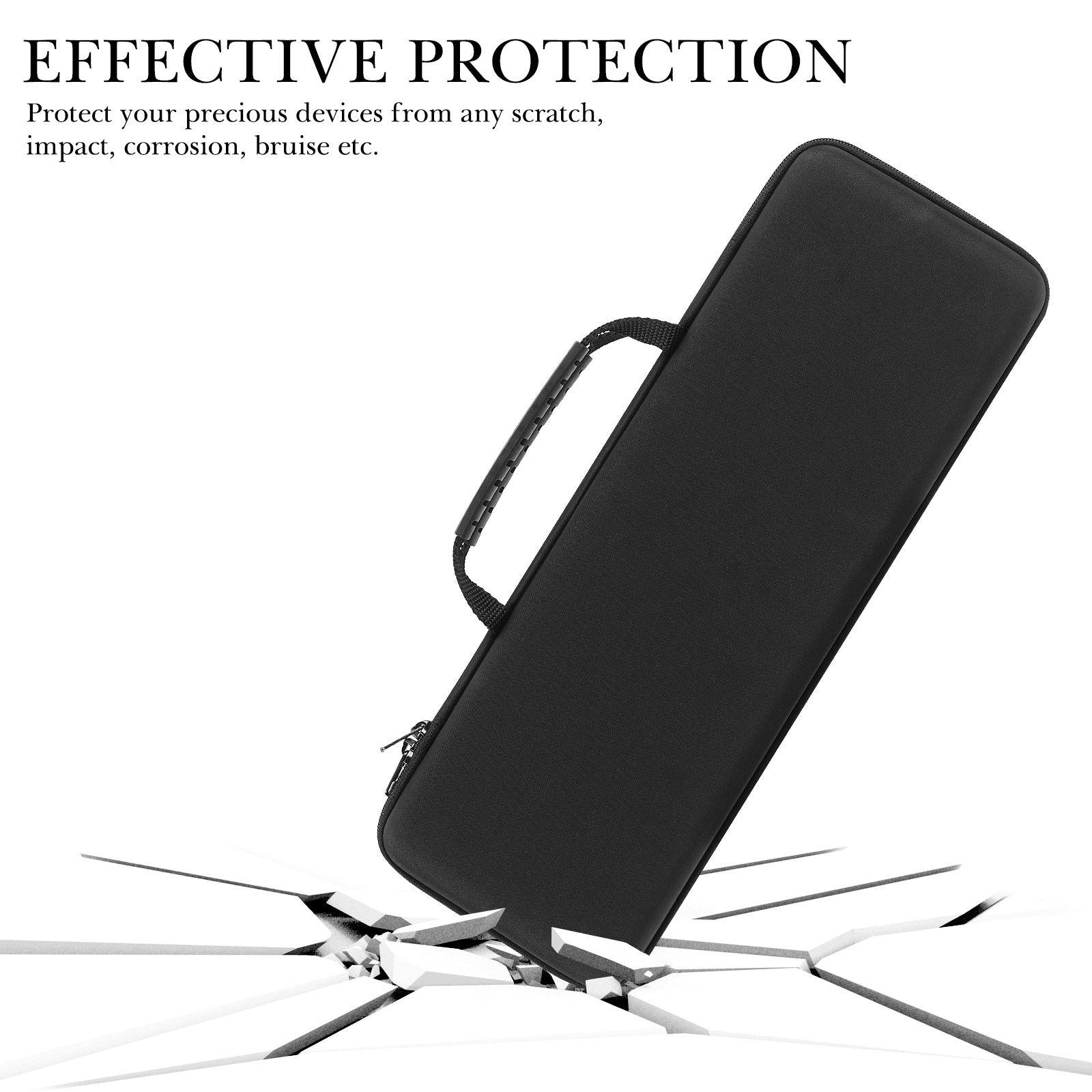 Linkidea Hard Travel Keyboard Case for Compact 60% Keyboard and Mouse, 61 Keys Carrying Protective Storage Box Bag, Compatible with Razer Huntsman Mini 60%, HyperX Alloy Origins 60