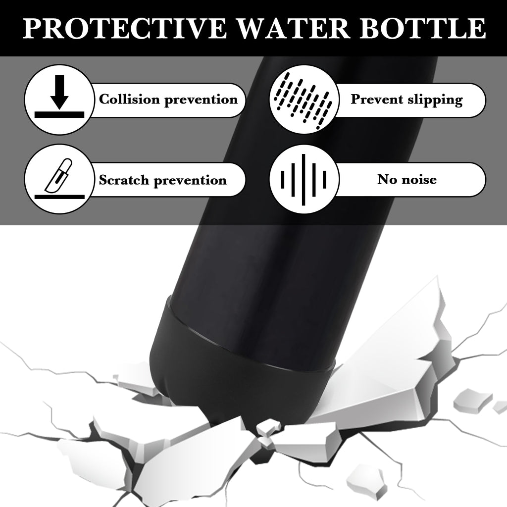 Linkidea 2 Pack Water Bottle Boot Compatible with 17oz ORIGINAL, BJPKPK, MIRA Cascade Cola Shaped Bottles, Silicone Bottle Bottom Sleeve Bumper Protector (Black)