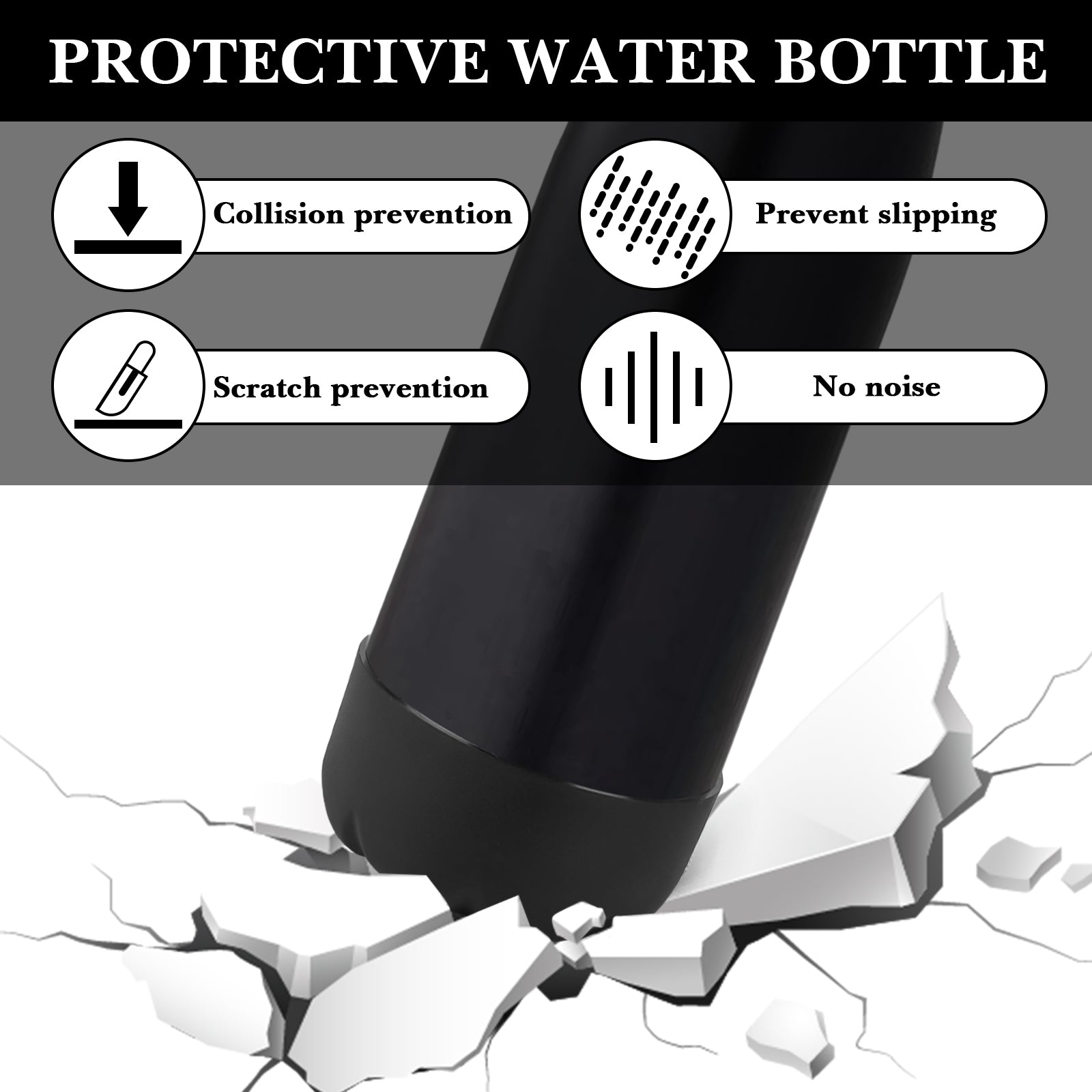 Linkidea 2 Pack Water Bottle Boot Compatible with 17oz ORIGINAL, BJPKPK, MIRA Cascade Cola Shaped Bottles, Silicone Bottle Bottom Sleeve Bumper Protector (Black)