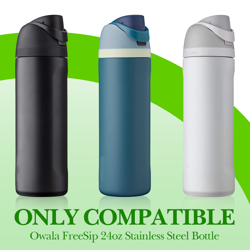 Linkidea Silicone Water Bottle Sleeve Compatible with Owala FreeSip 24oz, Anti-Slip Protector Waterbottle Boot, Bottle Bumper Cover, Green