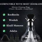 Linkidea 3 Pack Silicone Cleaning Plugs, Reusable Leak-Proof Seal Stoppers for Hookah Bottle & Tube Washing, Compatible with RooRtechs / Wookah (Black)