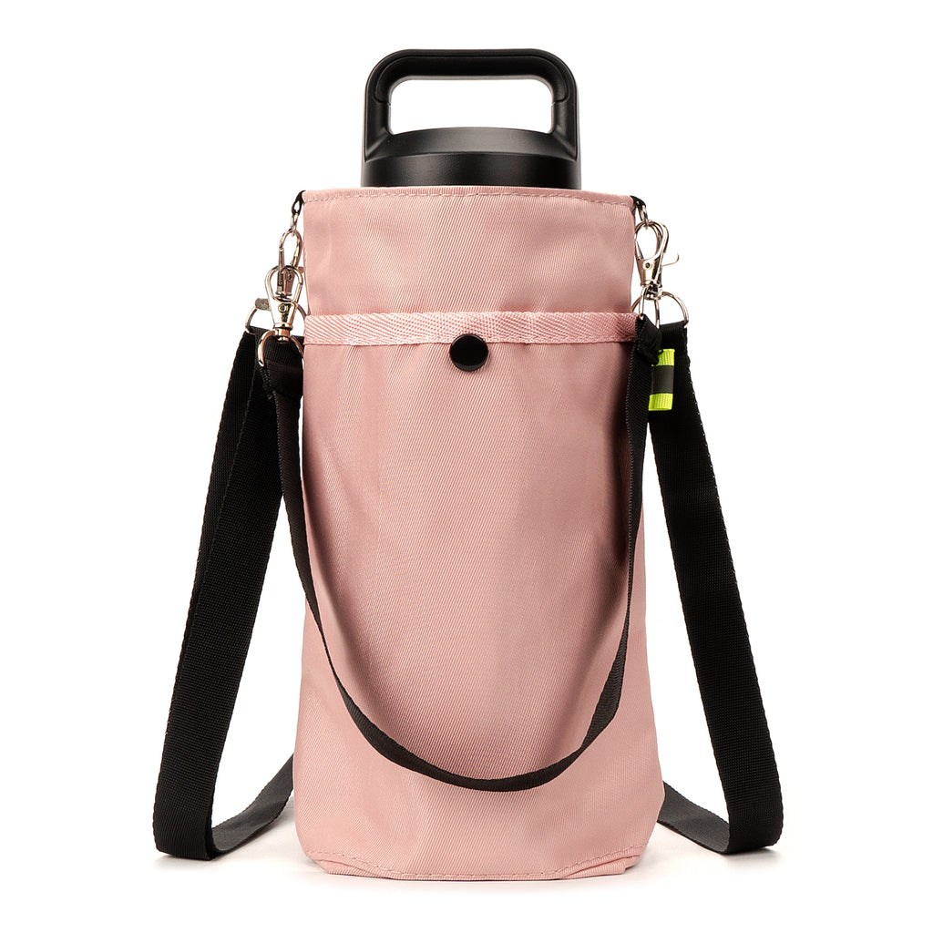 Linkidea Water Bottle Carrier Compatible with YETI Rambler Bottle 18oz/26oz, Owala FreeSip 24oz, Waterbottle Sling Bag Holder with Shoulder Strap, Pink