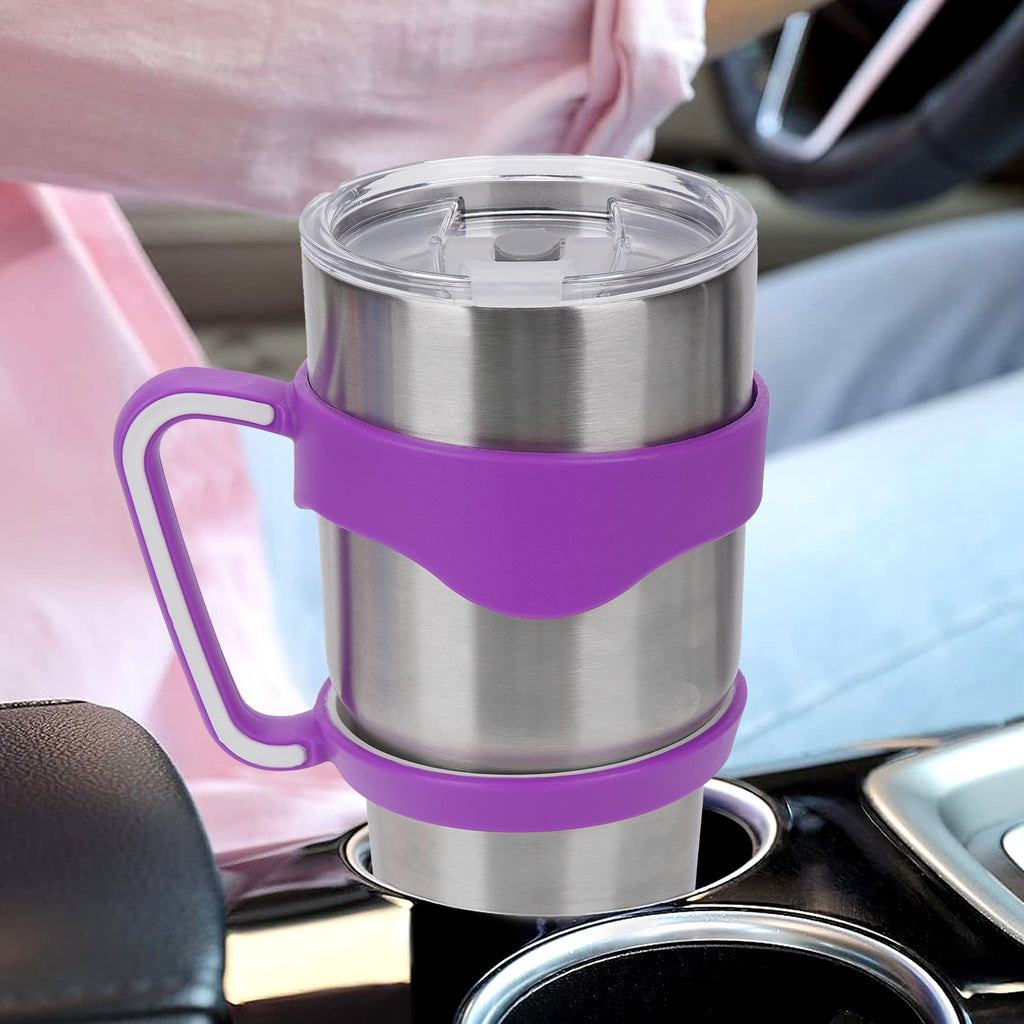 Linkidea Tumbler Handle Compatible with 30oz YETI Rambler, OZARK TRAIL Tumbler, Portable Anti Slip Travel Mug Grip, Purple