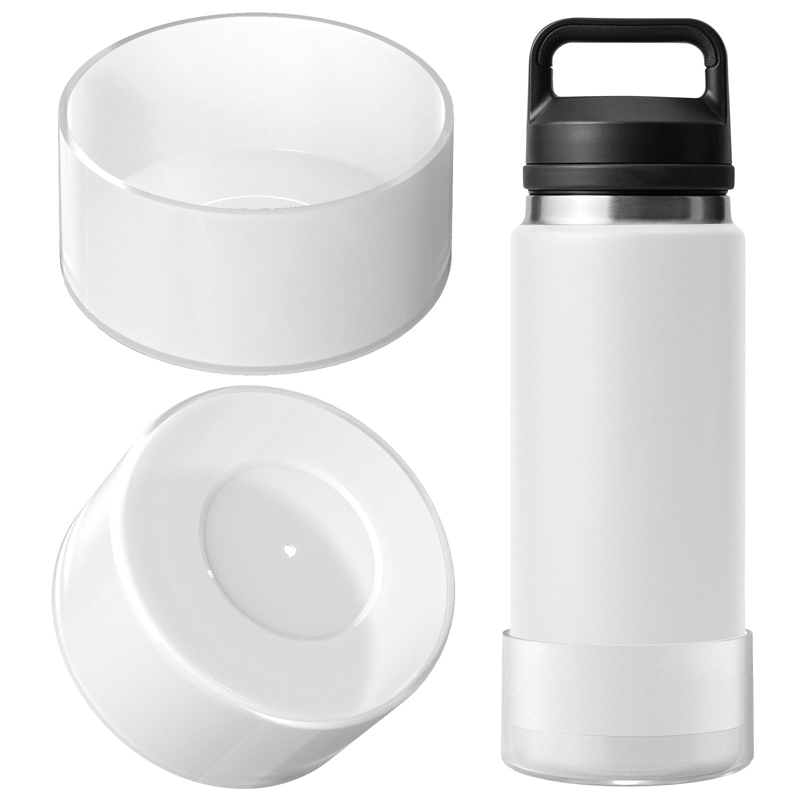 Linkidea Water Bottle Boot Compatible with YETI Rambler Bottle 26oz, Yonder 34oz, Silicone Anti-Slip Water Bottle Bottom Sleeve Cover Protector (Clear White / 2 Pack)
