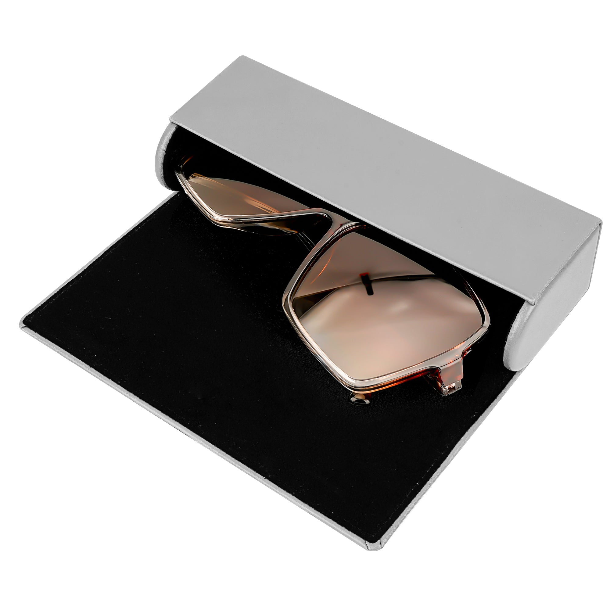 Linkidea Oversized Sunglasses Case, Large Frame Glasses Case for Sunglasses, Eyeglasses Travel Bag Compatible with Persol Rectangle/Aviator Ray-Ban Caravan Reverse Square (Grey)