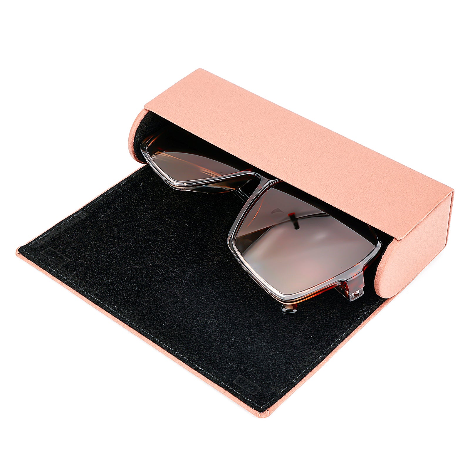 Hard Shell Sunglasses Case, Pink Vegan Leather Eyewear Storage Bag Pouch Organizer Compatible with Persol PO3357S PO3235S PO3366S RayBan RB3647N RB2197