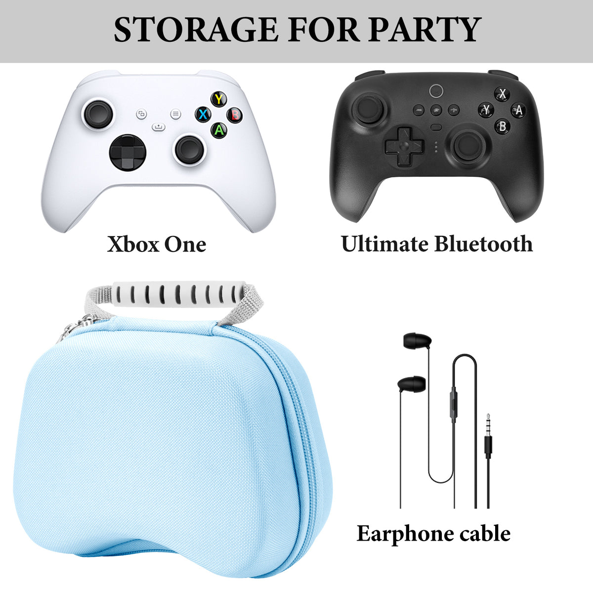 Linkidea Travel Controller Case Compatible with Xbox Series X/S, Nintendo Switch Pro, Gaming Accessories Carrying Bag, Protective Hard Shell Storage Case (Blue)