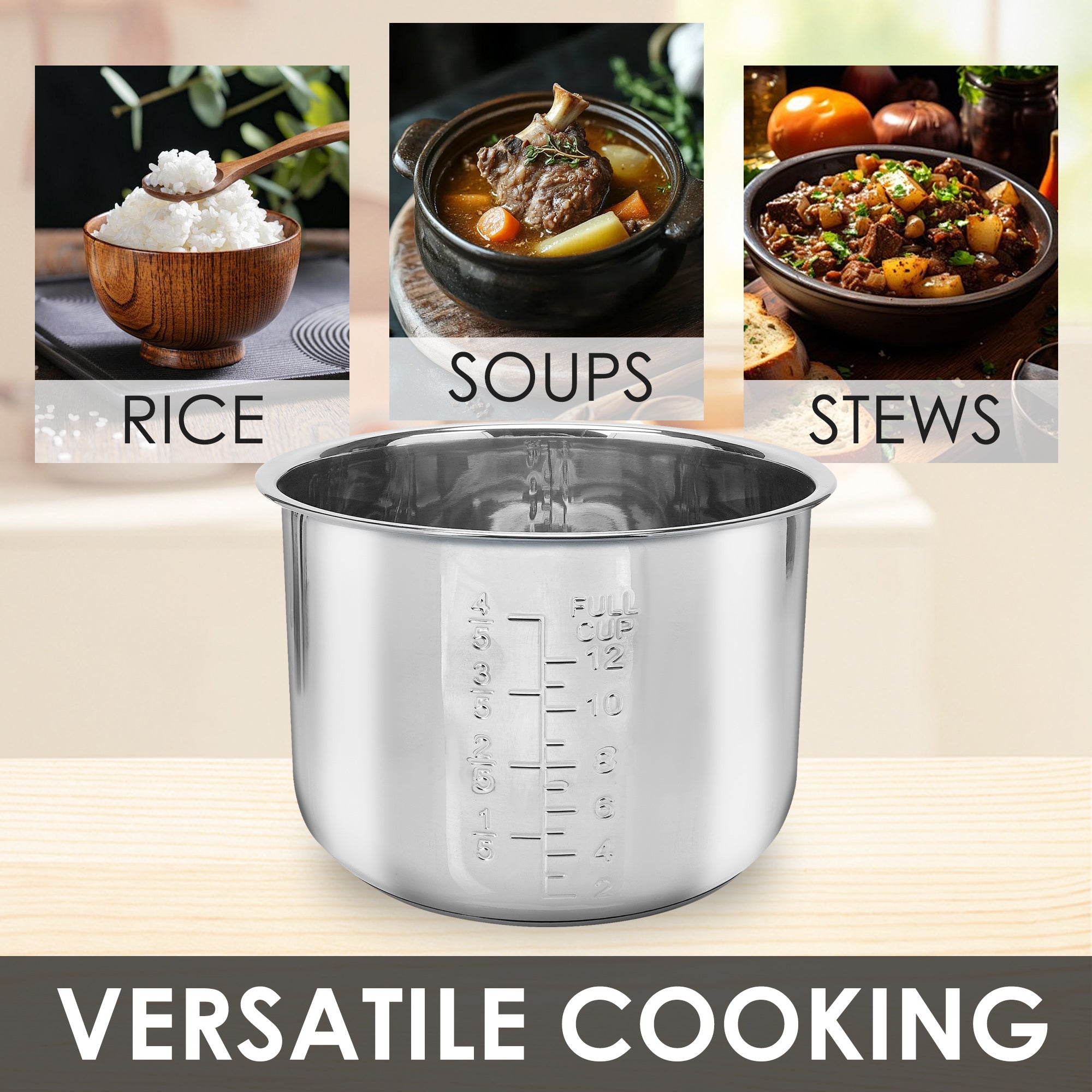 Linkidea Rice Cooker Stainless Steel Inner Pot Compatible with Instant Pot Model PPC770, PPC771, Dishwasher Safe, No Coating Replacement Bowl