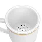 Linkidea Ceramic Tea Infuser with Lid, Tea Strainer Filter for Loose Leaf Tea, Compatible with Most Cup Mouth Diameter 3.15" - 3.5" Round Coffee Mugs, Dishwasher Safe