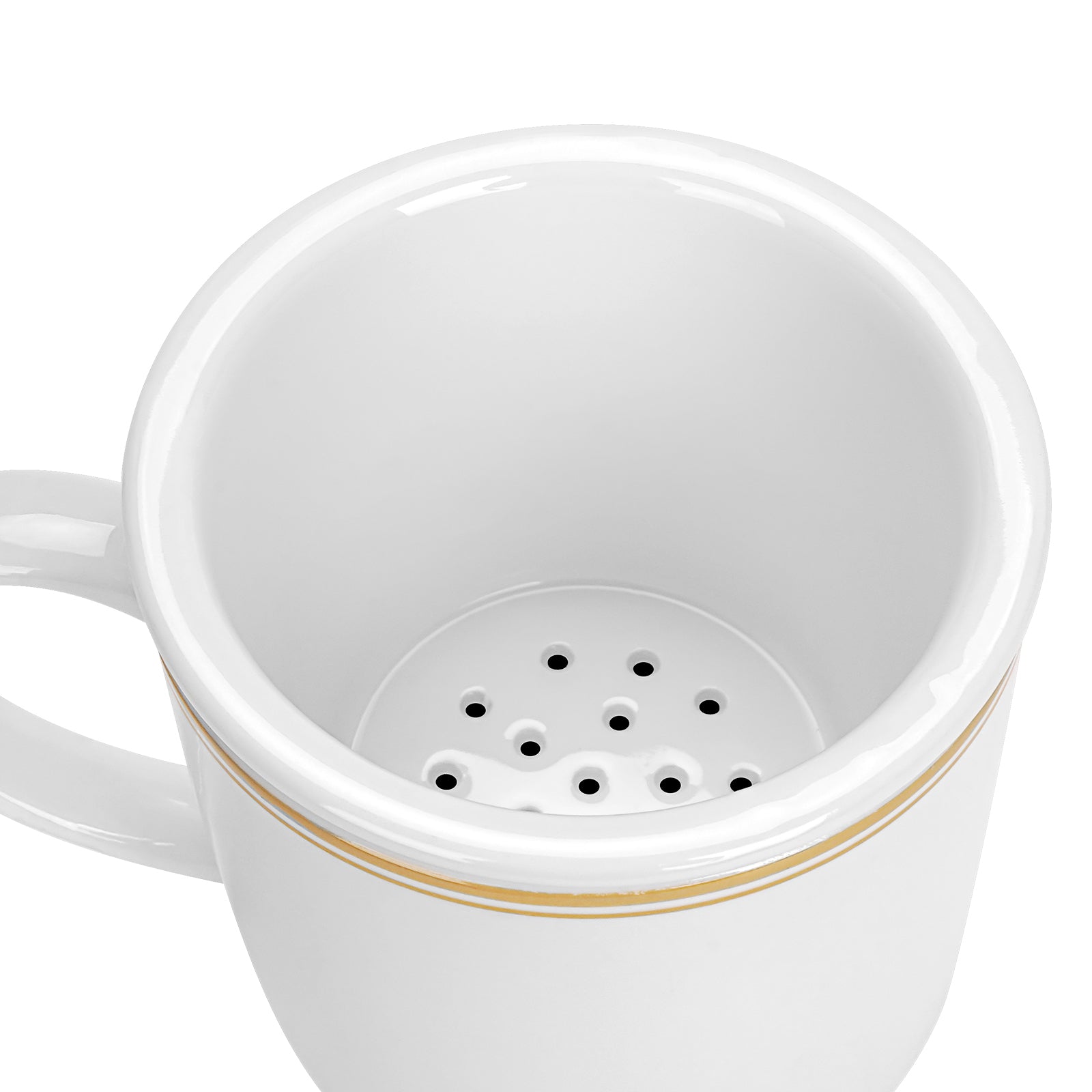 Linkidea Ceramic Tea Infuser with Lid, Tea Strainer Filter for Loose Leaf Tea, Compatible with Most Cup Mouth Diameter 3.15" - 3.5" Round Coffee Mugs, Dishwasher Safe