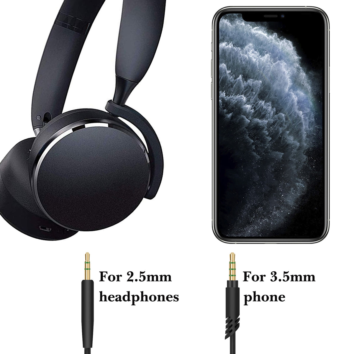 Linkidea Audio Cable with Mic for AKG Y600NC, Y500, Y50BT, Y50, Y40, N60NC, N700NC Headphones, 2.5mm TRRS to TRS Replacement Aux Cord (4.9 ft / 1.5 m)