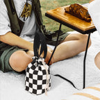 Linkidea Insulated Food Jar Storage Bag, Portable Drawstring Wrap with Hand Strap, Lunch Box Carrier for Food Can, Compatible with Thermos, Hydrapeak, Hydro Flask, Stanley (Black & White)
