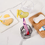 Linkidea 4 Pack Toothbrush Travel Cover with Toothpaste Dispenser, Portable Brush Head Protector, Cute Banana Shape Silicone Cap Compatible with GUM, Colgate Kids Toothbrush (Yellow&Green)