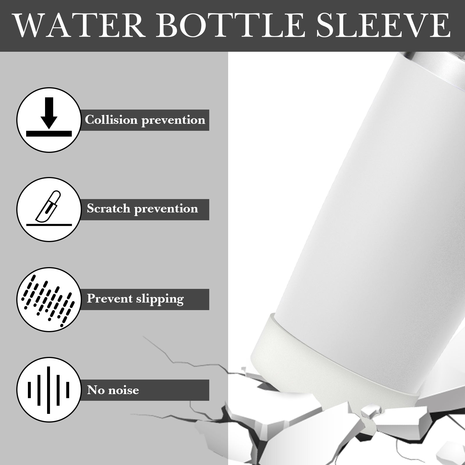 Linkidea 2 Pack Water Bottle Boot Compatible with YETI Tumbler 20oz/30oz, Travel Mug 20oz/30oz, Silicone Anti-Slip Waterbottle Bottom Sleeve Cover Protector (White)