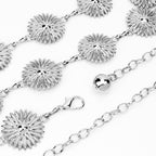 Plus Size Chain Belt for Women, Metal Chain Belt Women Belly Waist Chains, Extra Long Body Chain, 47 Inch Adjustable Chunky Belt Chain (Silver, Daisy Style)