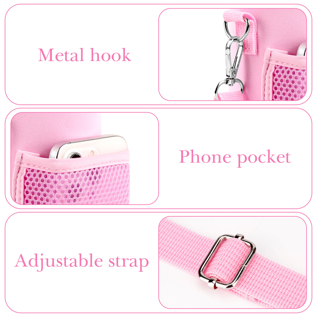 Linkidea Water Bottle Carrier with Shoulder Strap Compatible with Owala FreeSip Bottle 24oz, Waterbottle Sling Bag Holder with Mesh Phone Pocket, Pink