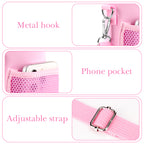 Linkidea Water Bottle Carrier with Shoulder Strap Compatible with Owala FreeSip Bottle 24oz, Waterbottle Sling Bag Holder with Mesh Phone Pocket, Pink