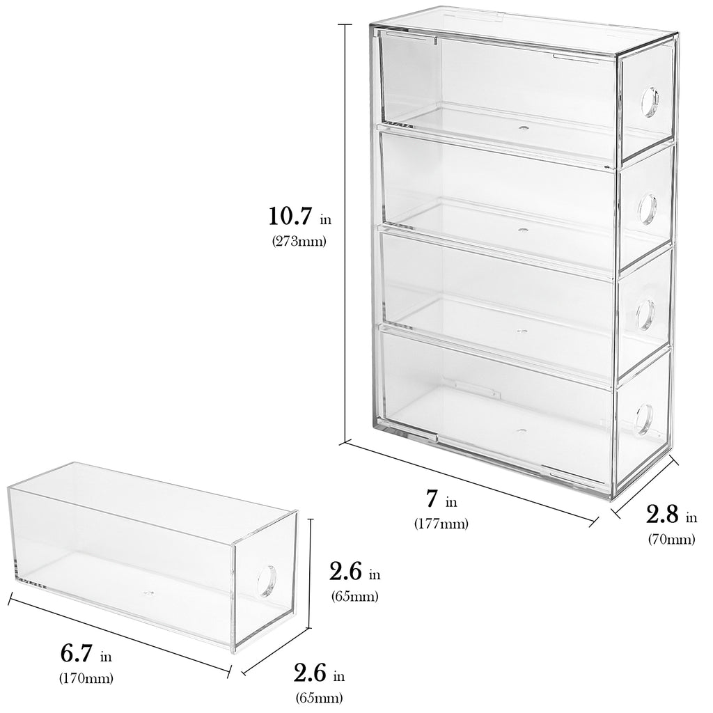 Acrylic Sunglasses Organizer for Extra Large Sunglasses, Glasses Holder Sunglass Display Stand with 4 Drawers, Sun Glasses Storage Compatible with Gucci GG0876S GG0875S GG1020S