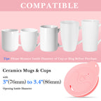 Linkidea 2 Pack Silicone Coffee Mug Lid for 3"(76mm) to 3.4"(86mm) Inside Diameter Mugs, Splash Resistant Replacement Mug Lid for Home, Office, Travel, Dishwasher-Safe (Pink)