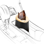 Extra Large Sunglasses Stand Compatible with 3.5 Inch Car Cup Holder, Plush Lined Vegan Leather Eyewear Storage, Scratch Protection (Black)