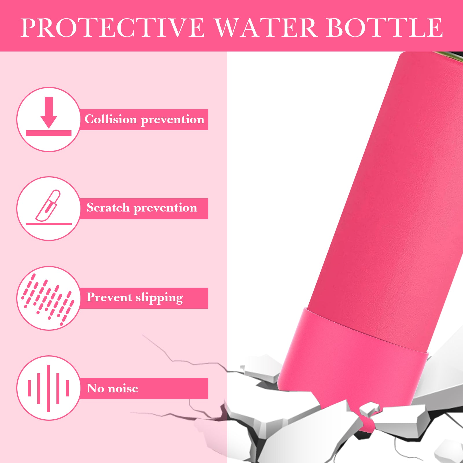 Linkidea 2 Pack Water Bottle Boot Compatible with IRON °FLASK Wide/Narrow Mouth 12oz/14oz/16oz/18oz/20oz/22oz/24oz, Silicone Bottle Bottom Sleeve Cover Bumper Protector (Pink)