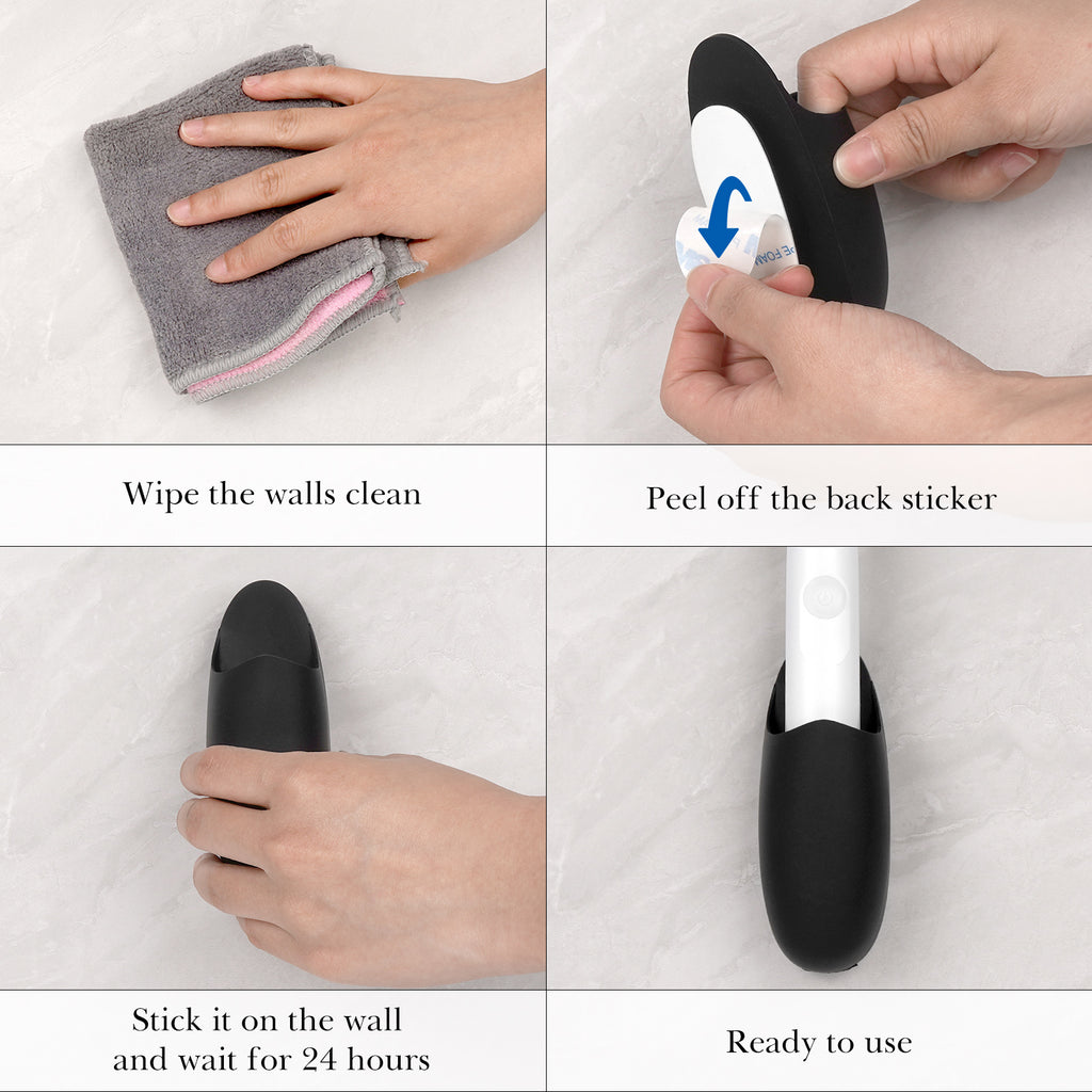 Linkidea 2 Pack Electric Toothbrush Holder Wall Mounted, Silicone Wallmount Power Toothbrush Storage Organizer, Adhesive Tooth Brush Hanger Compatible with Oral-B iO Series 4, Pro 3000(Black)