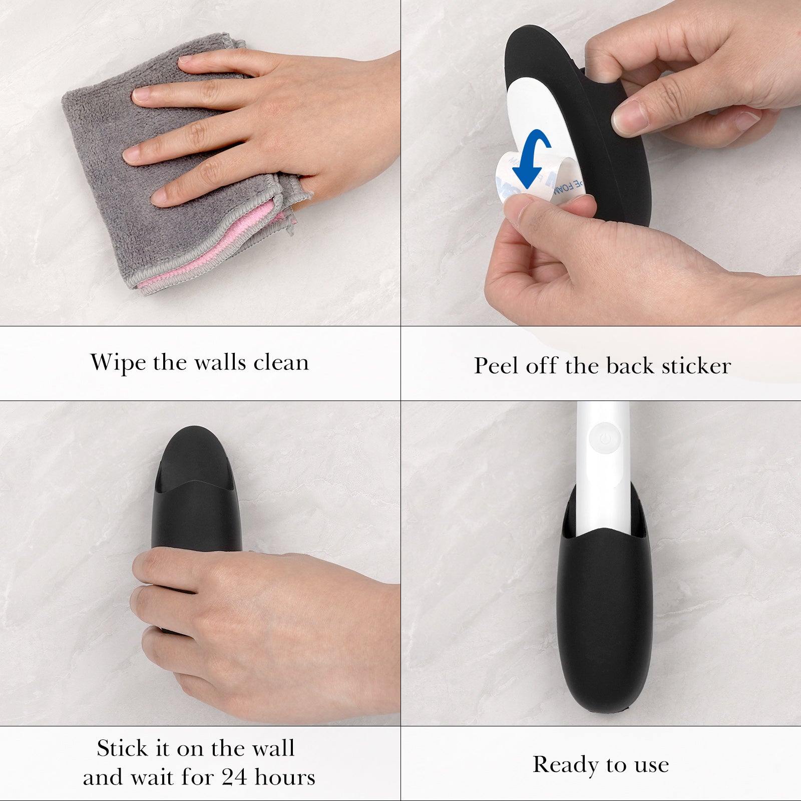 Linkidea 2 Pack Electric Toothbrush Holder Wall Mounted, Silicone Wallmount Power Toothbrush Storage Organizer, Adhesive Tooth Brush Hanger Compatible with Oral-B iO Series 4, Pro 3000(Black)