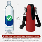 Linkidea Disposable Water Bottle Carrier with Strap Compatible with Smartwater 16.9/20Fl Oz, Insulated Neoprene Plastic Bottled Water Cover Holder with Clip for Backpack (Red)