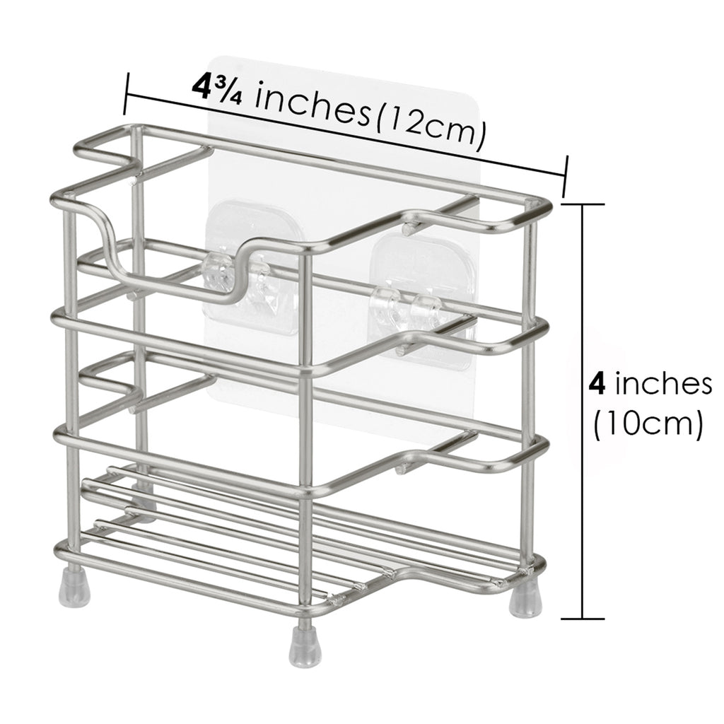 Linkidea 2 Pack Toothbrush Holders Wall Mounted, 3 Slots Bathroom Shower Organizer Stand, Stainless Steel Ventilated Countertop Rack for Toothpaste (Brushed Nickel)