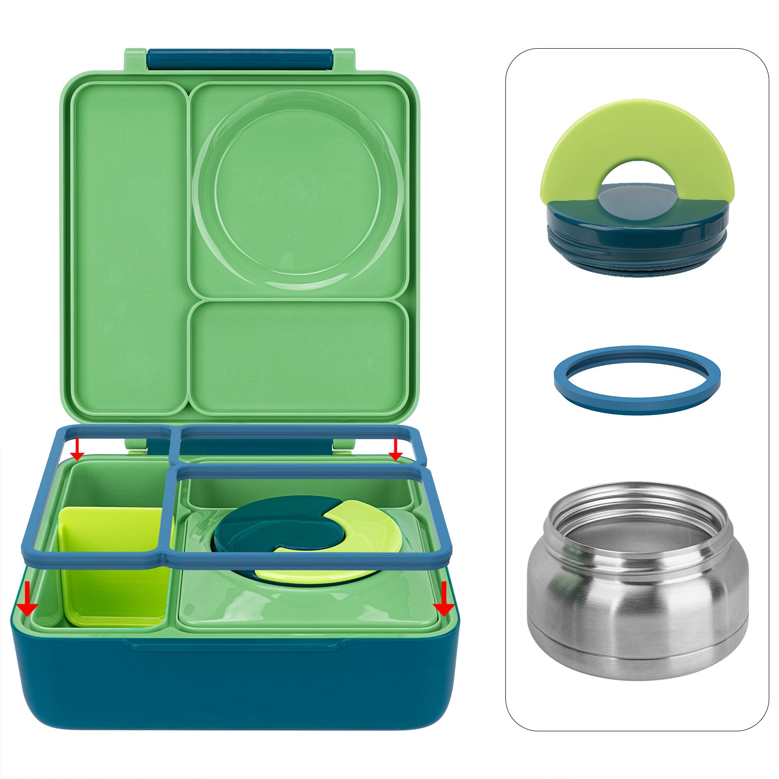 Linkidea 4 Pcs Silicone Seal Replacement, Exact Fit Lid Seal Gasket Compatible with OmieBox, Leakproof Food Safe Parts & Accessories for Bento Box (Navy)