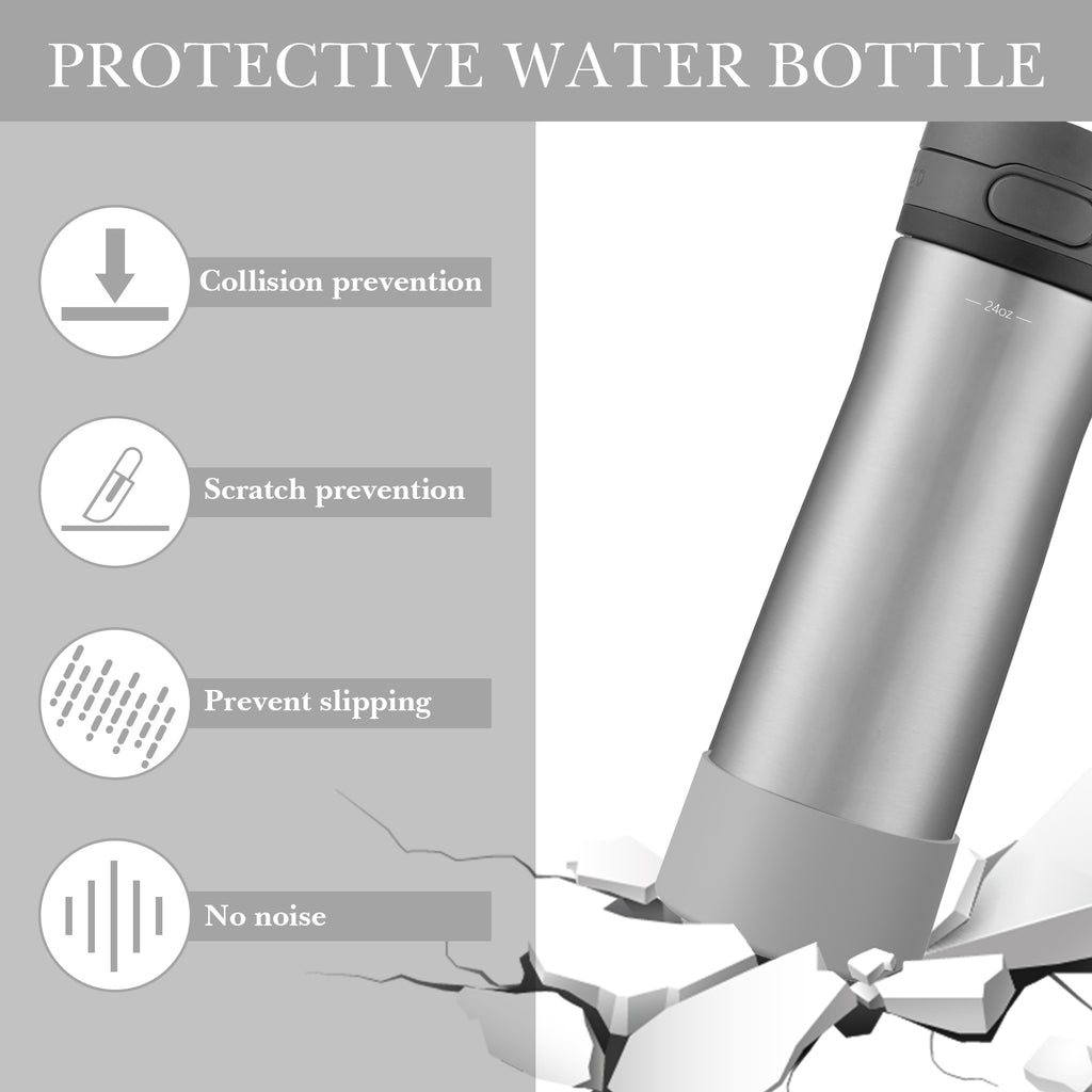 Linkidea 2 Pack Water Bottle Boot Compatible with Contigo Jackson Chill 2.0 20oz/24oz, Cortland 24oz, Silicone Anti-Slip Bottle Bottom Bumper Protector (Grey)