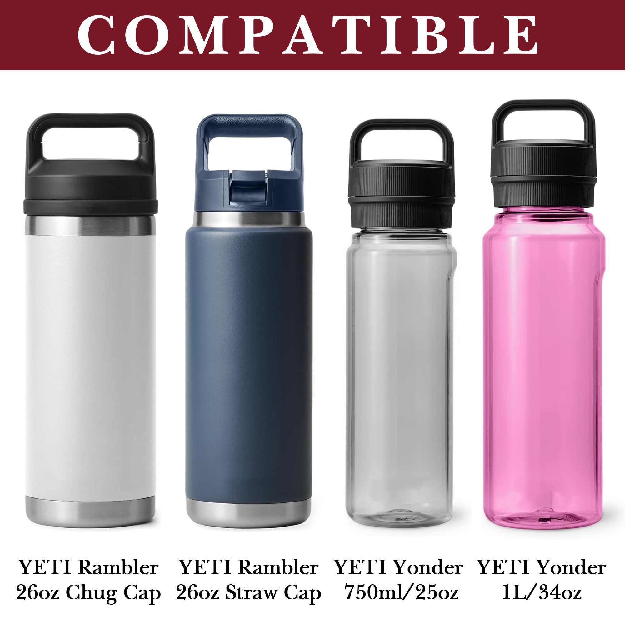 Linkidea Water Bottle Carrier with Shoulder Strap Compatible with YETI Rambler Bottle 26oz, Yonder 25oz, Waterbottle Sling Bag Holder with Mesh Phone Pocket, Red