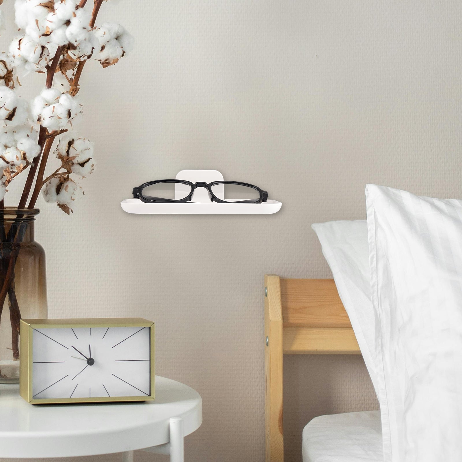 Eyeglasses Holder Stand for Nightstand, Wall Mount Reading Glasses Storage for Bedroom Bathroom Study